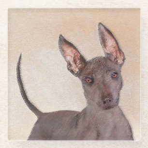 Dessous-de-verre En Verre Peinture Xoloitzcuintli - Cute Original Chien Art