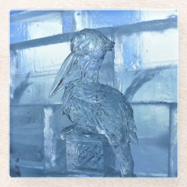 Dessous-de-verre En Verre Pelican Ice Sculpture, Québec, Canada (Devant)