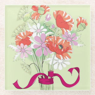 Dessous-de-verre En Verre Pépites à ruban : Daisy Bouquet.