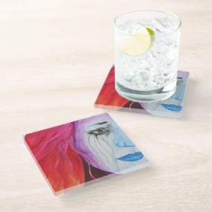 Dessous-de-verre En Verre Perdre la couleur Surreal Rainbow Woman Art origin