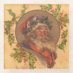 Dessous-de-verre En Verre Père Noël Leyendecker Antique Victorien