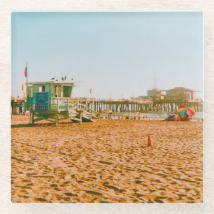 Dessous-de-verre En Verre Père Noël Monica State Beach, Los Angeles, Califor