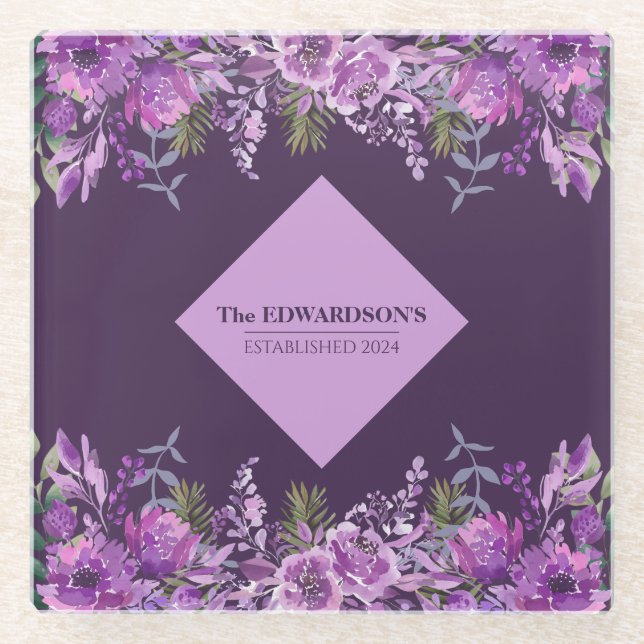 Dessous-de-verre En Verre Perfection de prune : Glamour de jardin (Devant)