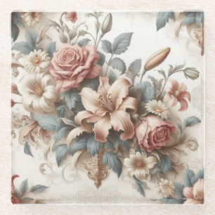 Dessous-de-verre En Verre Perfection florale ancienne légère