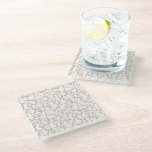 Dessous-de-verre En Verre Perles de Glam Rose Or