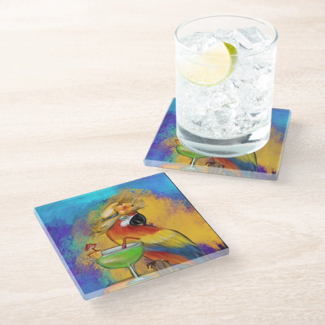 Dessous-de-verre En Verre Perroquets de fête (Incliné)