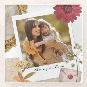 Dessous-de-verre En Verre Personnalisation moderne Je t'aime Maman Photo