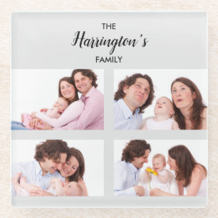 Dessous-de-verre En Verre Personnalisé 4 Photos de famille Collage Rectangle