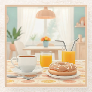 Dessous-de-verre En Verre Petit déjeuner Café du matin Dessous de verre en v