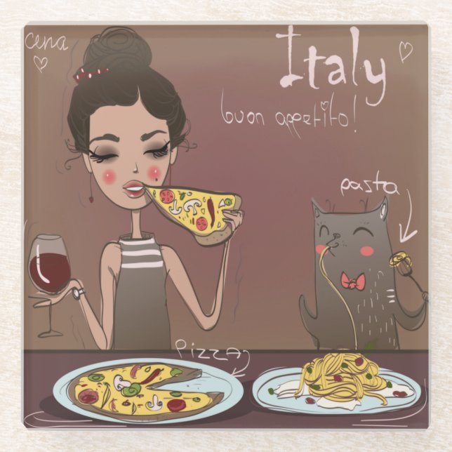 Dessous-de-verre En Verre Petit-déjeuner italien (Devant)