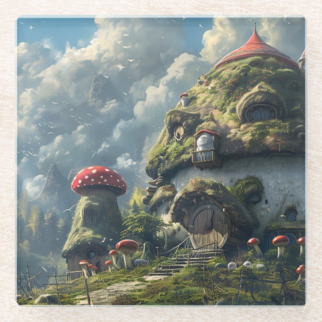 Dessous-de-verre En Verre Petit gnome, champignon (Devant)