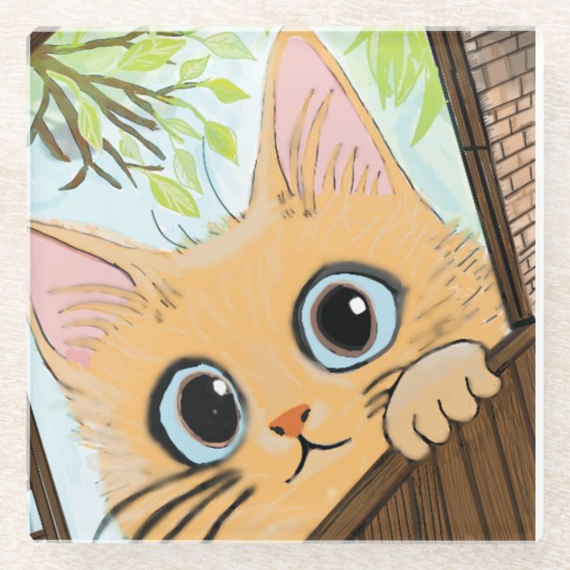 Dessous-de-verre En Verre Petit Peekaboo Kitten (Devant)