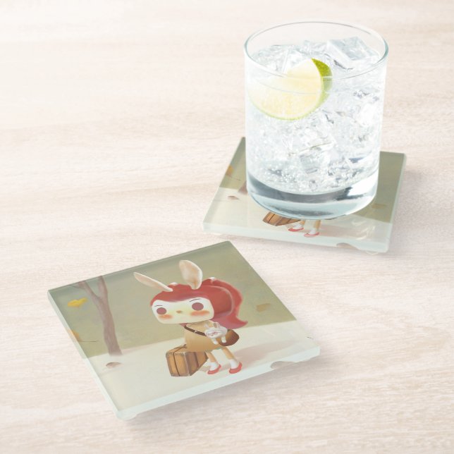 Dessous-de-verre En Verre Petite fille perdue dans la forêt (Incliné)