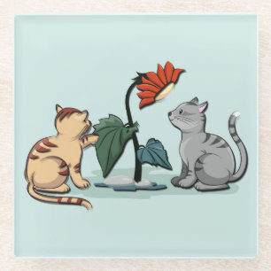 Dessous-de-verre En Verre Petits chatons Délice d'été Vert mousse de mer