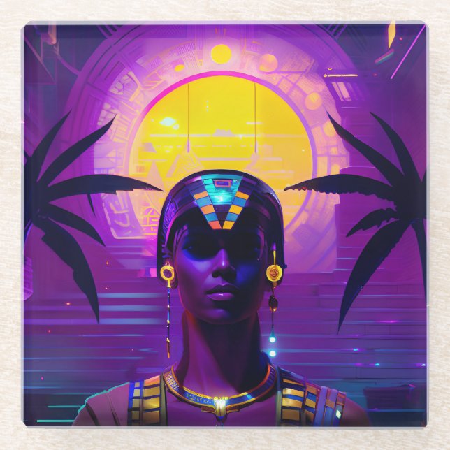 Dessous-de-verre En Verre Pharaon Synthwave (Devant)