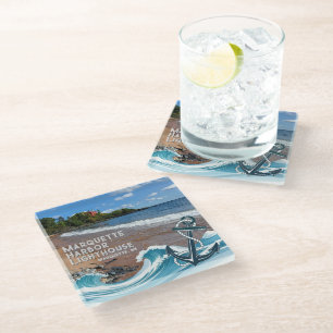 Dessous-de-verre En Verre Phare de Marquette Harbour, Marquette, MI