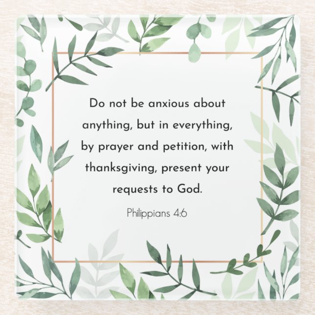 Dessous-de-verre En Verre Philippians 4:6, Bible Versets, Christianity (Devant)