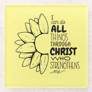 Dessous-de-verre En Verre Philippiens 4:13 Bible Citation Flower