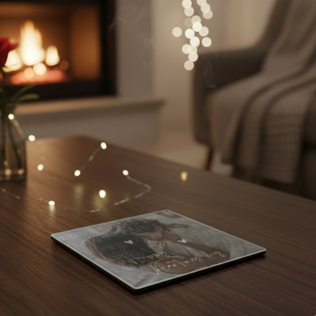 Dessous-de-verre En Verre Photo Couple romantique de la Saint-Valentin (Créateur téléchargé)