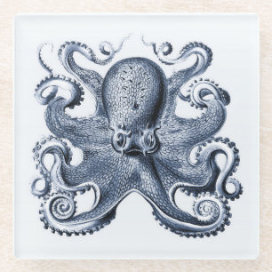Dessous-de-verre En Verre Photo de la marine Blue Octopus par Ernst Haeckel