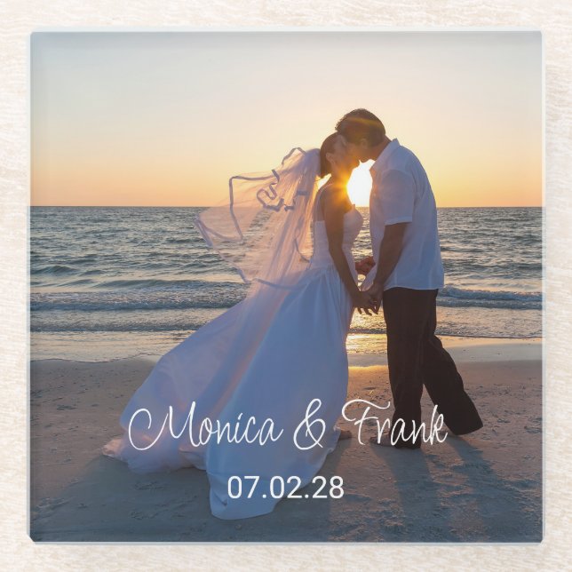 Dessous-de-verre En Verre Photo de mariage personnalisé (Devant)