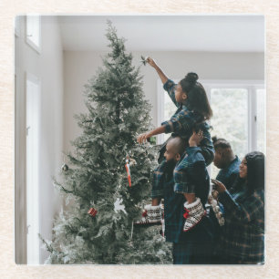 Dessous-de-verre En Verre Photo de Noël personnalisée à deux faces
