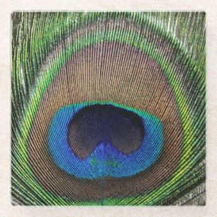 Dessous-de-verre En Verre Photo de plume de paon - Dessous de verre en verre