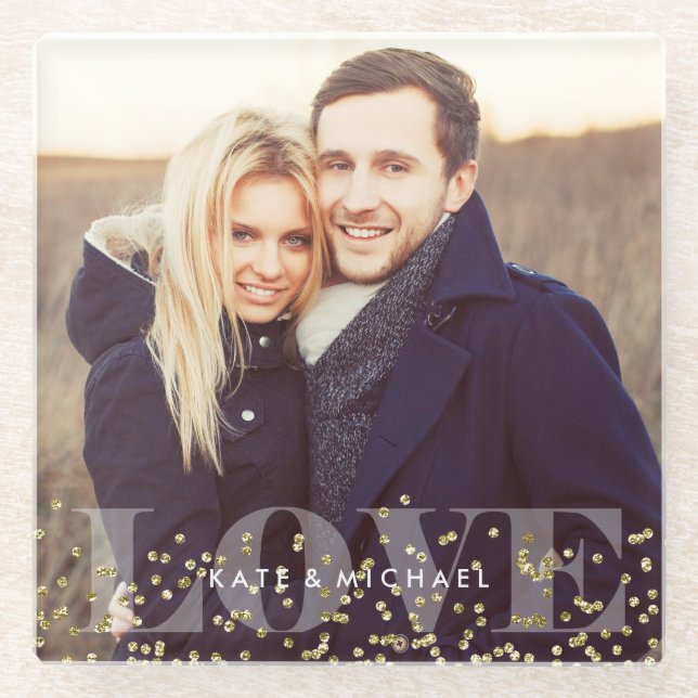 Dessous-de-verre En Verre Photo Love and Sparkles (Devant)