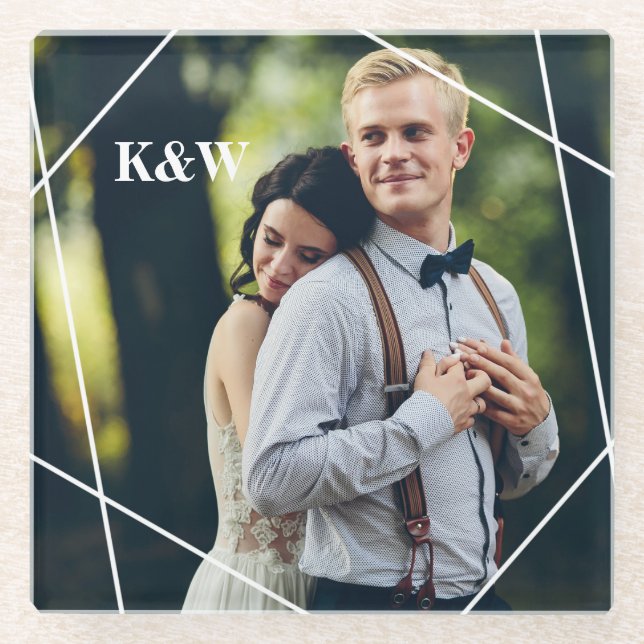 Dessous-de-verre En Verre Photo Monogramme contemporaine (Devant)