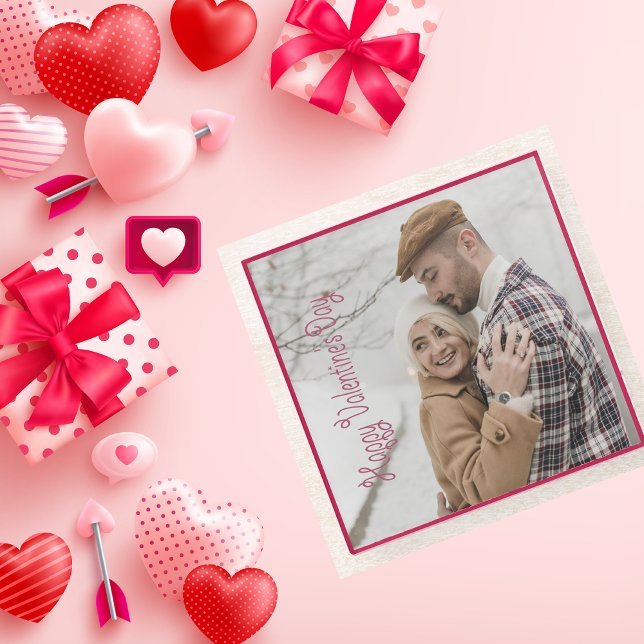 Dessous-de-verre En Verre Photo personnalisée de la Saint-Valentin (Valentine Day Personalized Photo Pink Gift Glass Coaster)