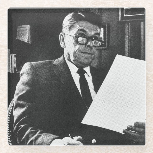 Dessous-de-verre En Verre Photographie de Ronald Reagan (Devant)