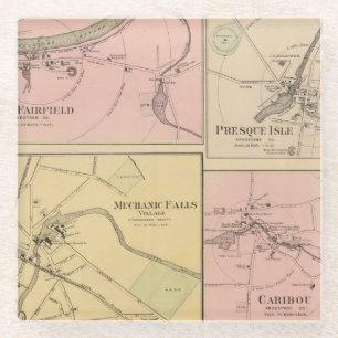 Dessous-de-verre En Verre Pi Fairfield, île de Presque, carte de caribou