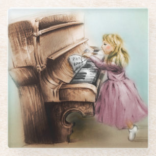 Dessous-de-verre En Verre Piano Girl Dessous de verre en verre, Art Vintage