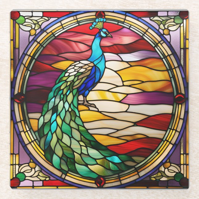 Dessous-de-verre En Verre Pic sur rose (Devant)