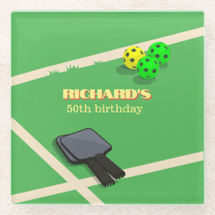 Dessous-de-verre En Verre Pickleball Thème Sport Diner Anniversaire Fête