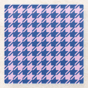 Dessous-de-verre En Verre Pied de fond rose+Motif bleu