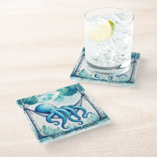 Dessous-de-verre En Verre Pieuvre dans Hamac - Pas paresseux, juste détendu