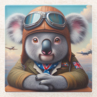 Dessous-de-verre En Verre Pilote d'avion Koala