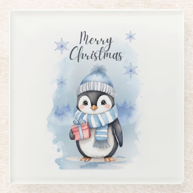 Dessous-de-verre En Verre Pingouin mignon 2 (Devant)