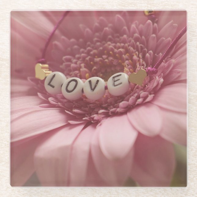 Dessous-de-verre En Verre Pink Daisy Love (Devant)