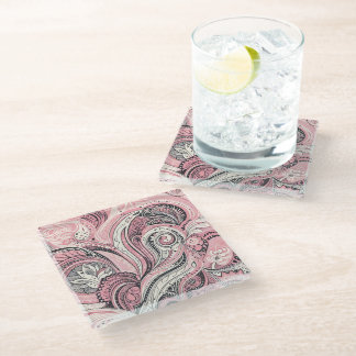Dessous-de-verre En Verre Pink Paisley Le Dessous de verre Home Studio