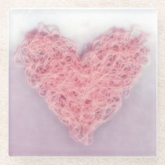 Dessous-de-verre En Verre Pink Valentine’s Day Woolen Yarn Tricot Heart