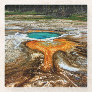 Dessous-de-verre En Verre Piscine de courant ascendant de Yellowstone