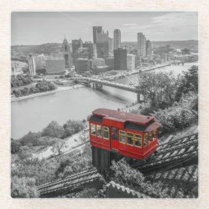 Dessous-de-verre En Verre Pittsburgh Steel City Skyline Incline Photographie