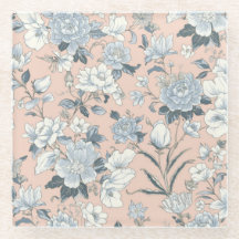 Pivoines bleues Pêche Botanique Floral Vintage