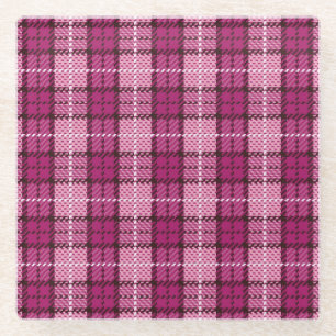 Dessous-de-verre En Verre Pixel Plaid_Magenta-Black
