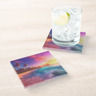 Dessous-de-verre En Verre Plage Dreamy colorée