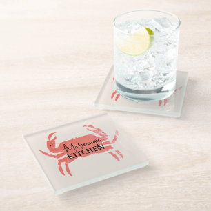 Dessous-de-verre En Verre Plage Océan Crabe Crustacé