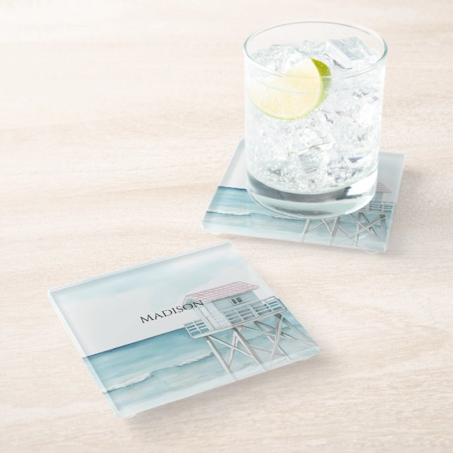 Dessous-de-verre En Verre Plage Océanique Côtière   (Incliné)