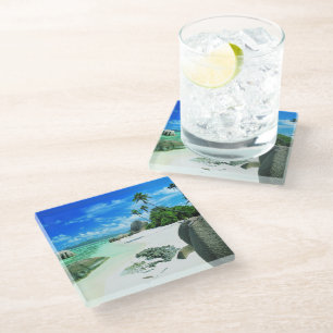 Dessous-de-verre En Verre Plages tropicales L'île de La Digue